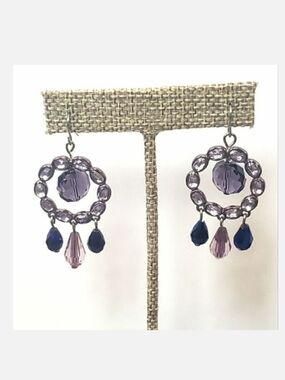 DANGLING French Hook Crystal & Teardrop Bead Earrings